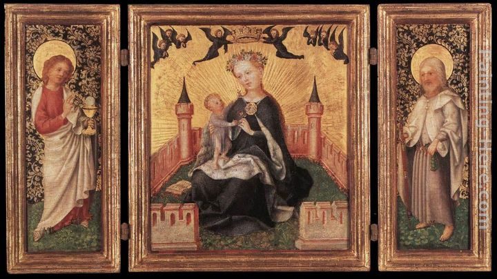 Stefan Lochner Triptych with the Virgin and Child in an Enclosed garden